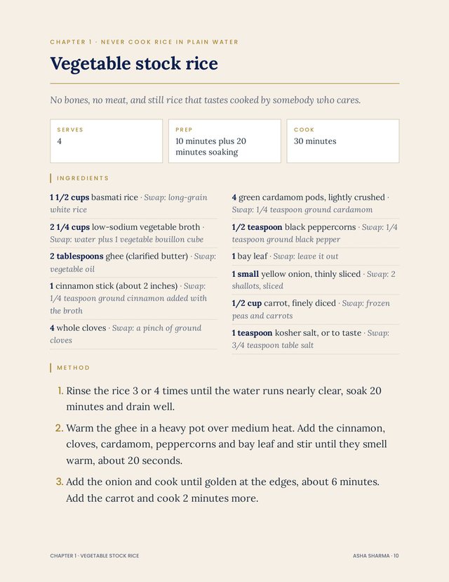 Vegetable stock rice recipe page